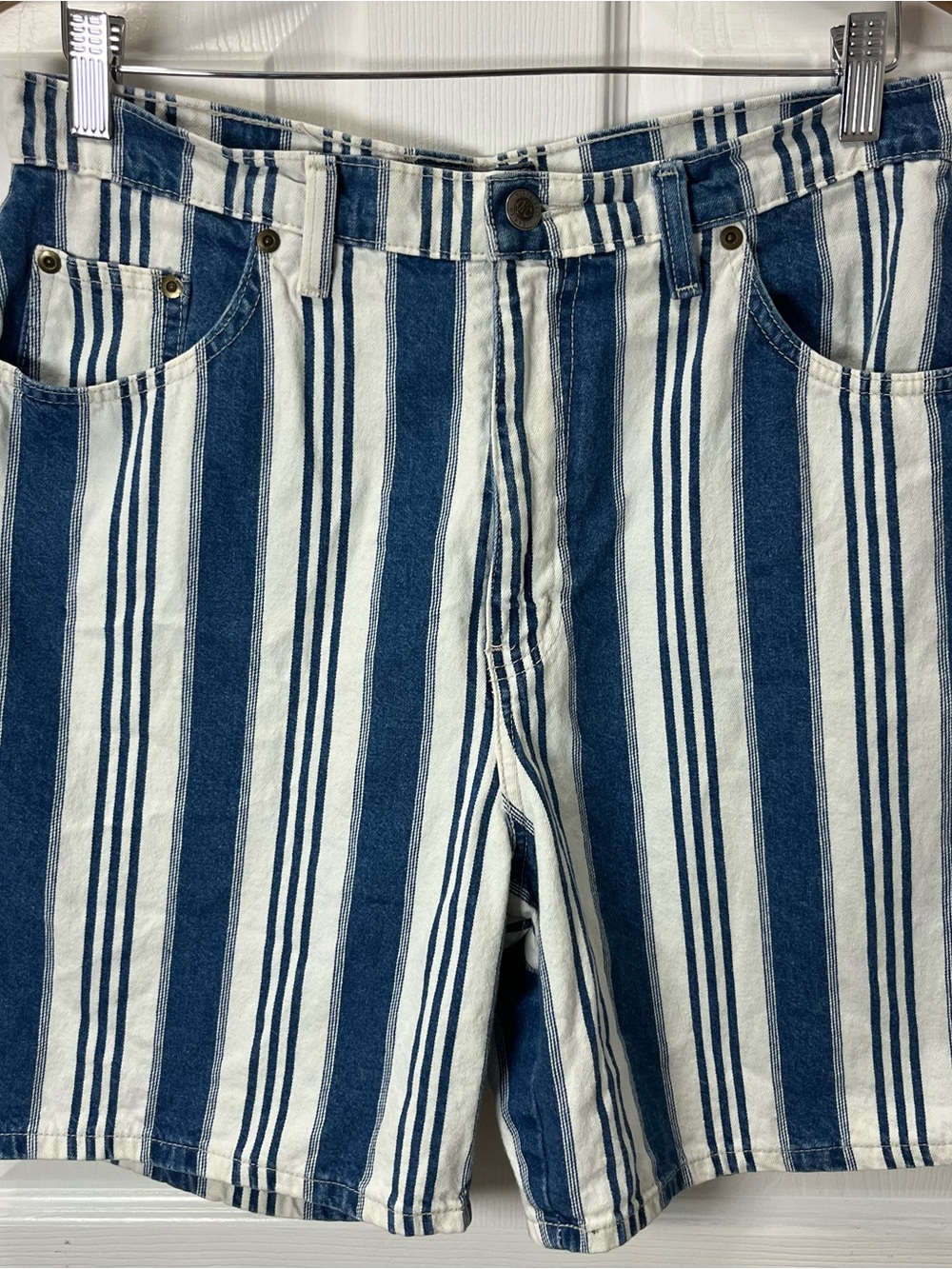Northcrest Vintage Women Blue and White Stripe High-Waist Bermuda Shorts Size 14 - Picture 15 of 15